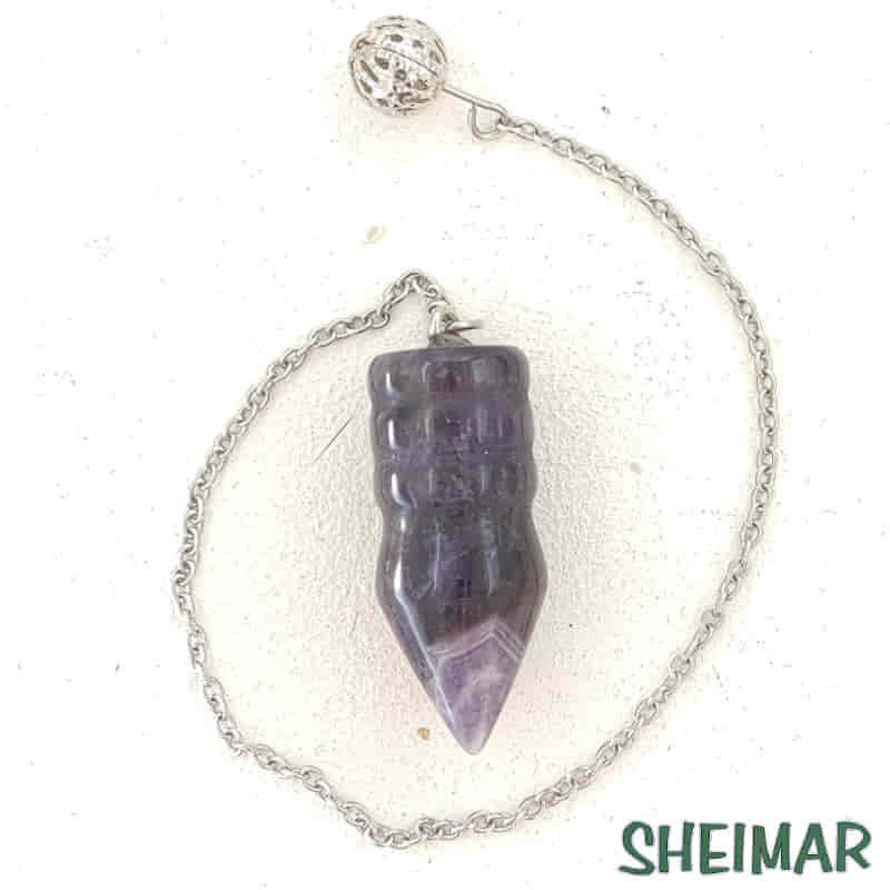PÉNDULO EGIPCIO REDONDEADO MINERAL LAPISLÁZULI CON CADENA DE ACERO 30cm