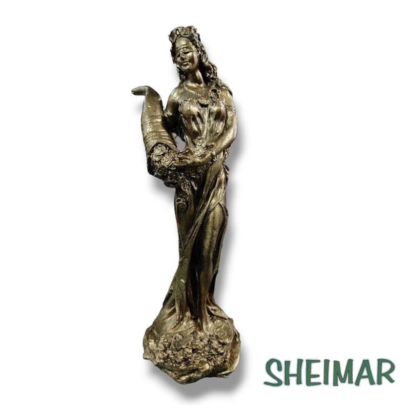 FIGURA DE RESINA LA DIOSA FORTUNA DORADA