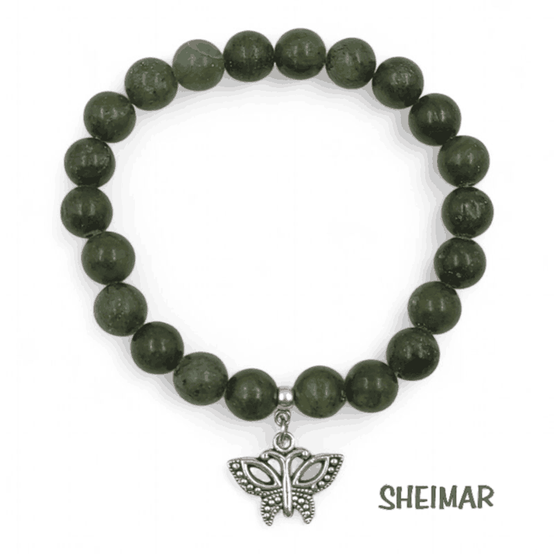 PULSERA ELÁSTICA MINERAL JADEITA CON AMULETO DE LA SUERTE (CUENTAS 8mm)