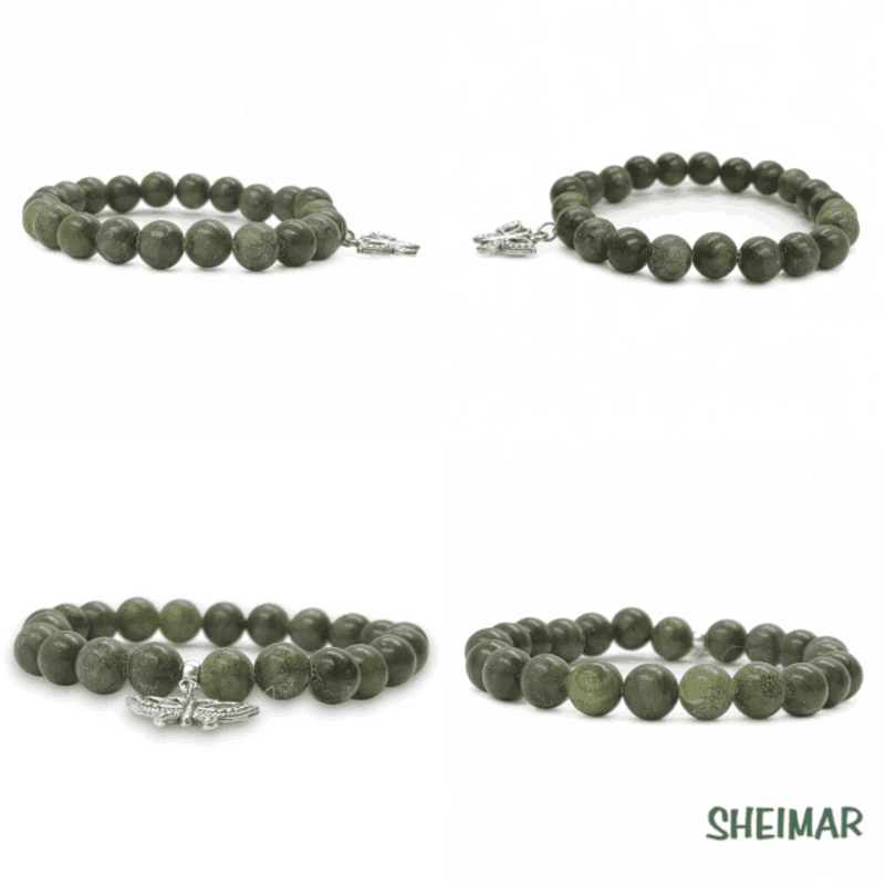 PULSERA ELÁSTICA MINERAL JADEITA CON AMULETO DE LA SUERTE (CUENTAS 8mm) - Imagen 2