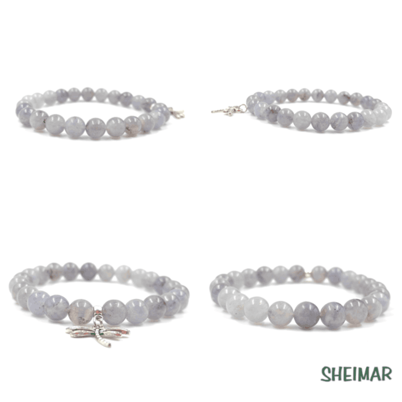 PULSERA ELÁSTICA MINERAL TANZANITA CON AMULETO DE LA SUERTE (CUENTAS 8mm) - Imagen 2