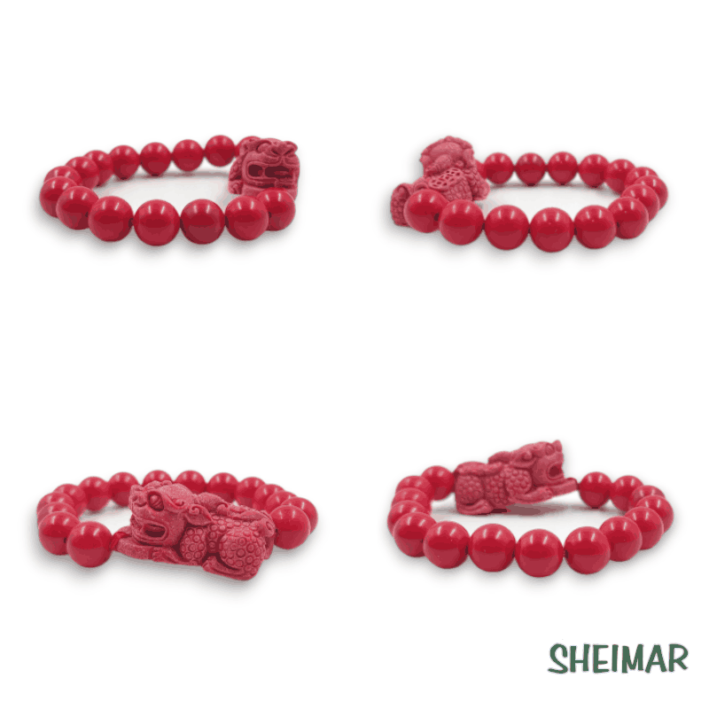 PULSERA ELÁSTICA DE LA PROSPERIDAD INFINITA DEL FENG SHUI ROJA (CUENTAS 12mm) - Imagen 2